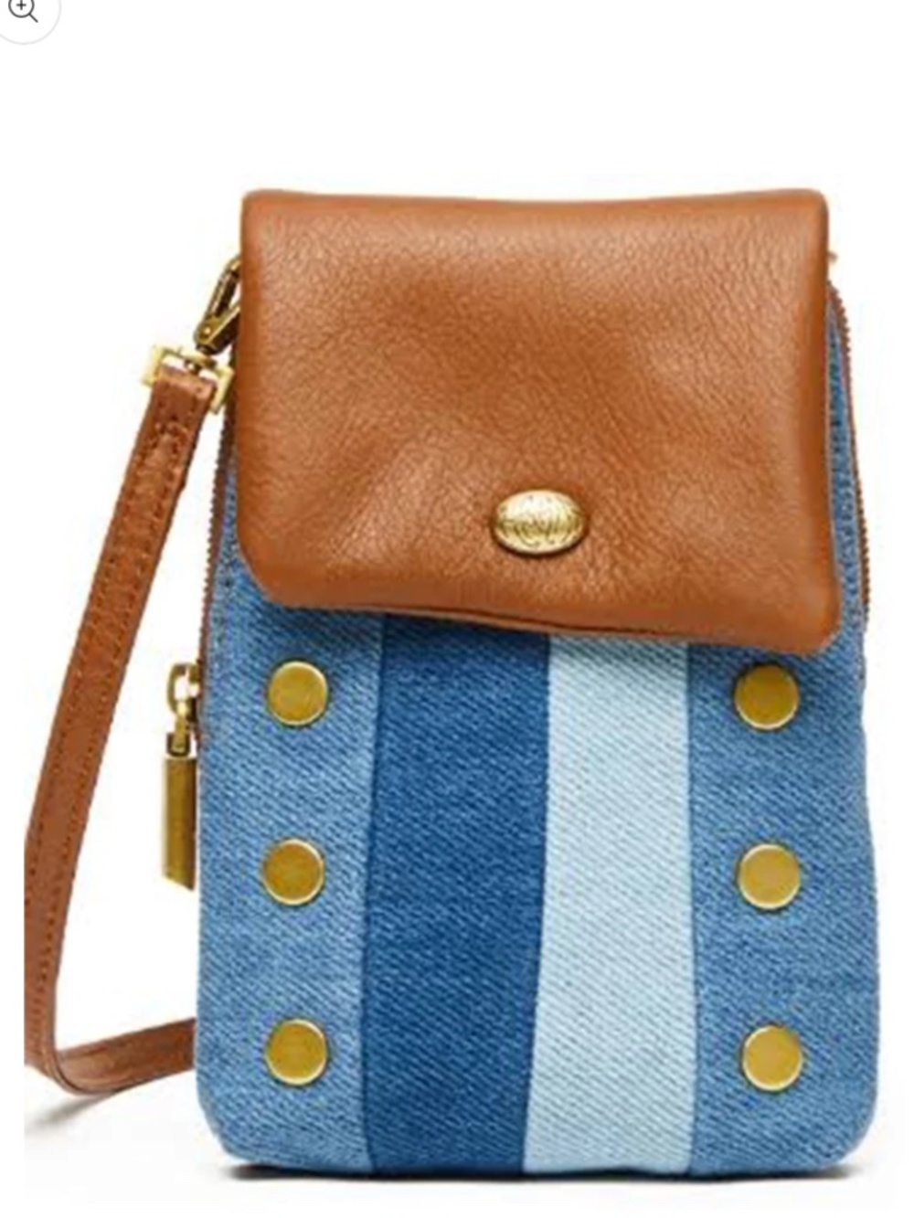 Hammitt VIP Mobile Silverlake Denim & Tan Leather Crossbody -NEW w/tags